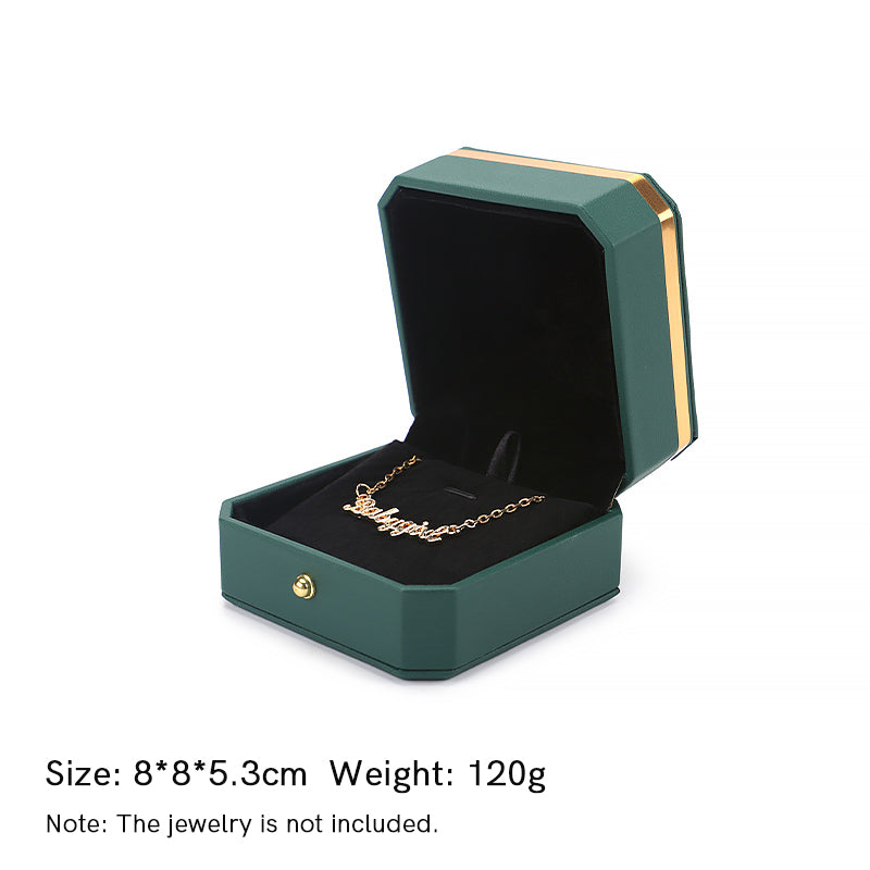 Schmuck-Aufbewahrungsbox, Geschenkbox aus PU-Leder - Dunkelgrün - Anhängerbox (8 x 8 x 5,3 cm) - image 9