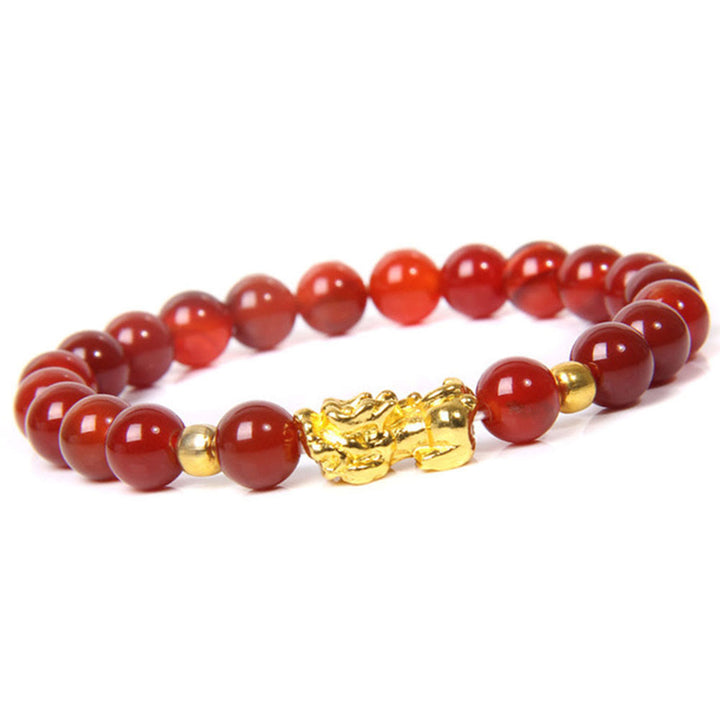 Buddha Stones FengShui Lucky Pixiu Obsidian Reichtumsarmband - Roter Achat (Handgelenkumfang: 15-16 cm) - image 2