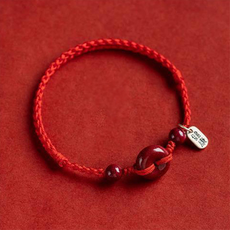 Buddha Stones, handgefertigt, Zinnober-Friedensschnalle, sicheres und gesundes Charm-Segen-Armband, Fußkettchen