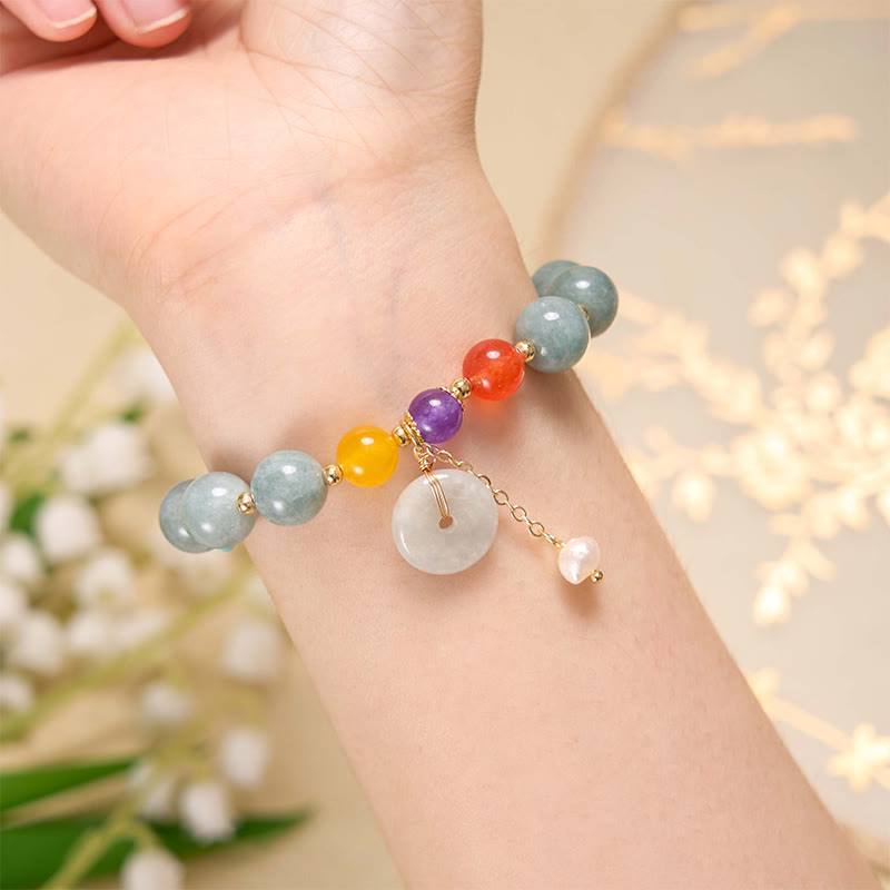 Buddha-Steine Jade Rot Achat Peace Schnalle Charm Vertrauen Armband