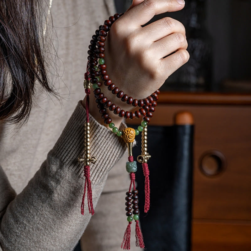 Buddha-Steine, natürliche Tibet 108 Mala Perlen, lila Bodhi-Samen, Hetian Cyan Jade, Kupfer Dorje Peace Armband