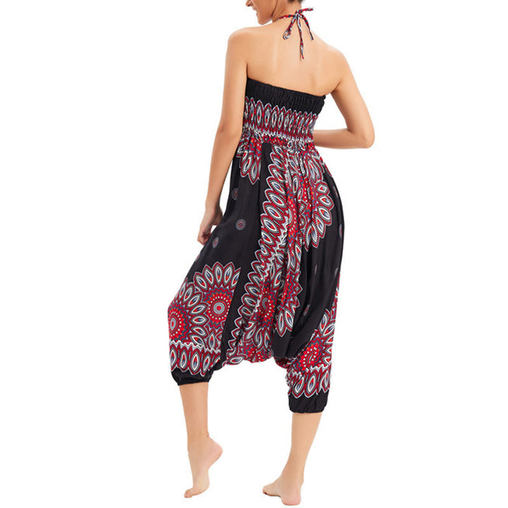 Buddha Stones Zwei Stile Tragen Sonnenblumen Locker Gesmokt Haremshose Overall Hohe Taille Hose