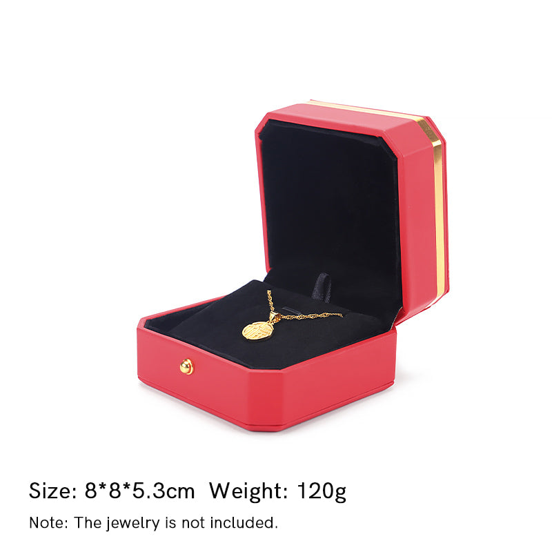 Schmuck-Aufbewahrungsbox, Geschenkbox aus PU-Leder - Rot - Anhängerbox (8 x 8 x 5,3 cm) - image 20