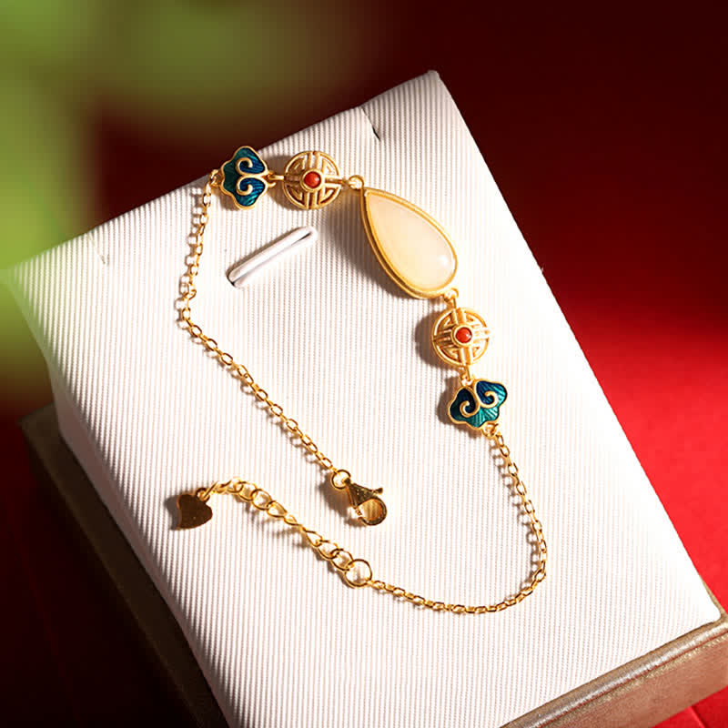 925 Sterling Silber Hetian Weiß Jade Wassertropfen Kette Halskette Anhänger Armband - image 10