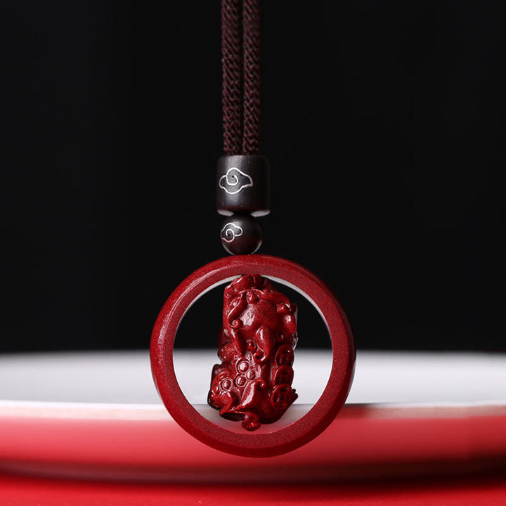 Buddha Stones, Zinnober, Om Mani Padme Hum, PiXiu, Segen, Glücksperlen-Halsketten-Anhänger - PiXiu - Braunes Seil - image 27