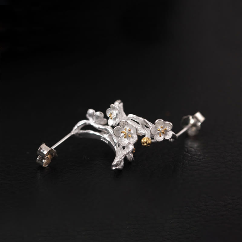 Buddha Stones 925 Sterling Silber Pflaumenblüten-Blumensegen-Ohrringe - image 4