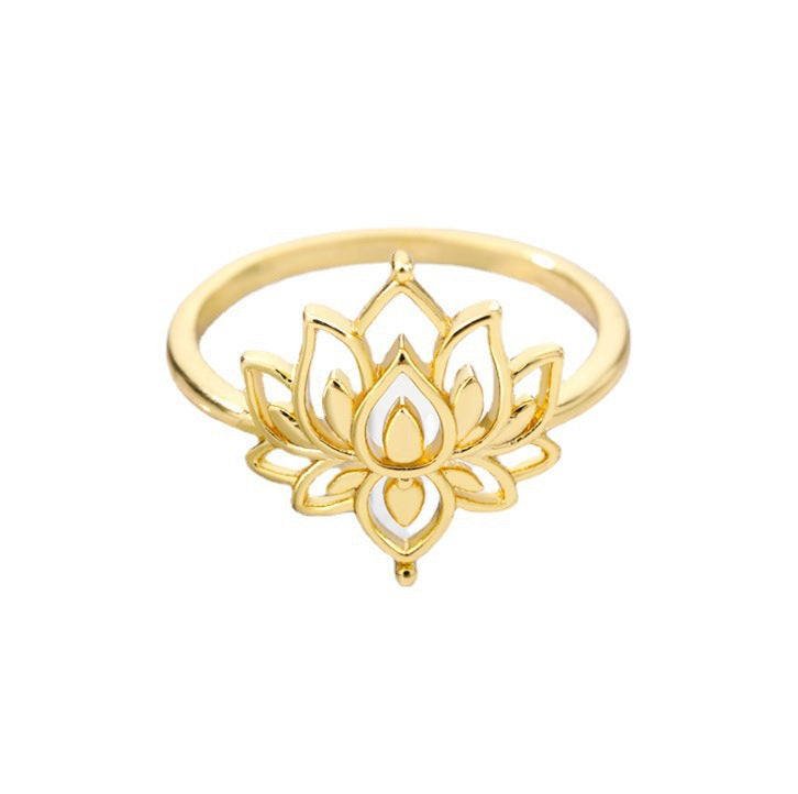 Buddha Stones Lotus Titan Stahl Erleuchtung Halskette Anhänger Ring