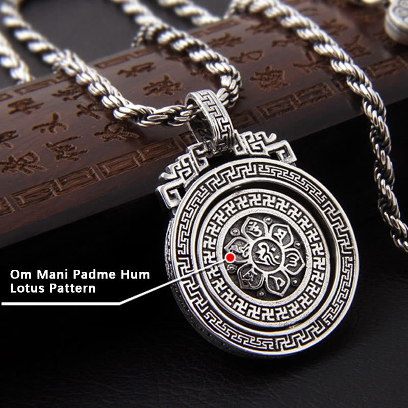 Buddha Stones, tibetischer Om Mani Padme Hum Double Dorje Vajra, drehbarer Reinheits-Friedens-Halskettenanhänger