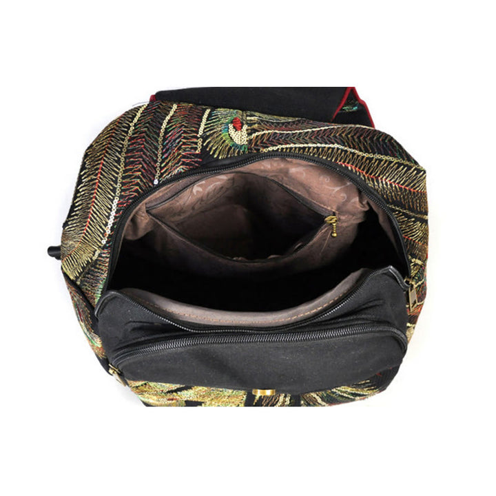 Rucksack aus Segeltuch mit Pfauenstickerei und Quasten - image 4