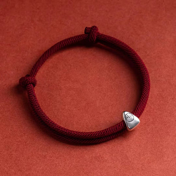 Buddha Stones 925 Sterling Silber Fu Charakter Segen handgefertigtes geflochtenes Armband - image 2