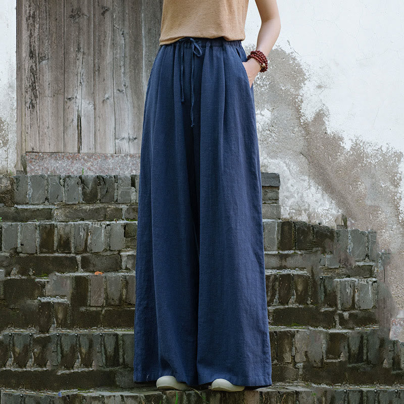 Buddha Stones – Hose mit weitem Bein und Kordelzug, lässige Yogahose für Damen mit Taschen