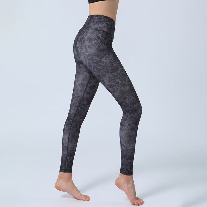 Buddha-Steine, Blumen, Blätter-Druck, Sport, Fitness, Yoga, hohe Taille, Leggings für Damen