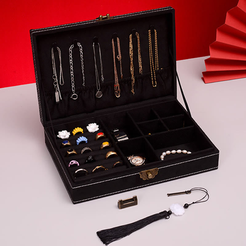 Buddha Stones, schlichtes Design, Schmuckschatulle, Organizer, einlagige Flanell-Schmuckaufbewahrungsbox mit Schloss - image 19