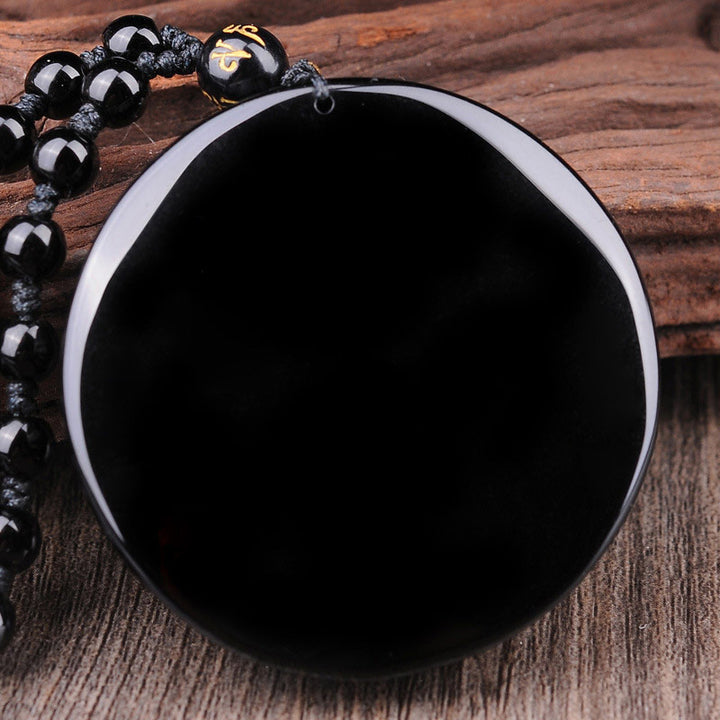 Buddha Stones Bagua Dragon Phoenix Obsidian Erfüllung Anhänger Halskette - image 4