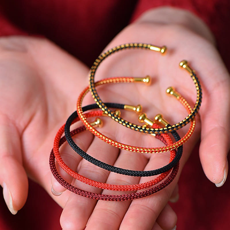Buddha Stones, schlichtes Design, handgefertigtes Glücksgeflecht-Manschettenarmband - image 1