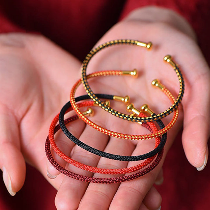 Buddha Stones, schlichtes Design, handgefertigtes Glücksgeflecht-Manschettenarmband - image 1