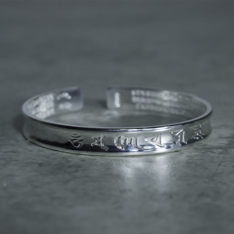 Armband aus Weiß Kupfer mit tibetischem Mantra und Buddha Stonesn - image 6