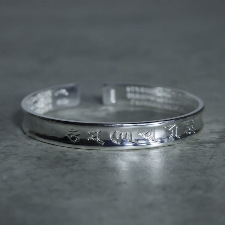 Armband aus Weiß Kupfer mit tibetischem Mantra und Buddha Stonesn - image 6