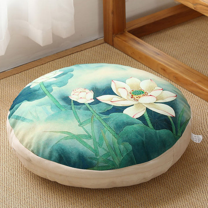 Lotus einfaches Muster Leinen Meditation Sitzkissen Home Wohnzimmer Dekoration - Abnehmbar - 40 cm * 10 cm - Mittel-Aquamarin - image 30