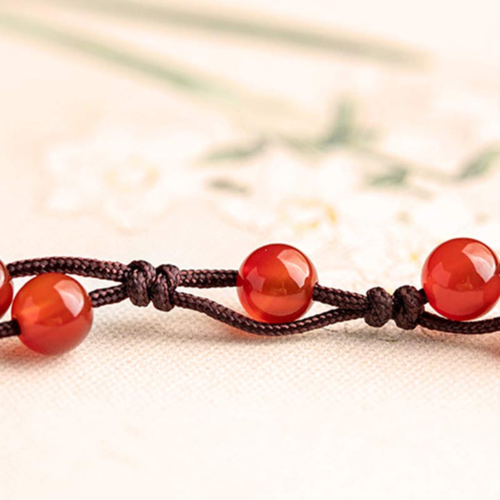 Buddha Stones Roter Achat Moosachat Zinnober Ruhe Armband