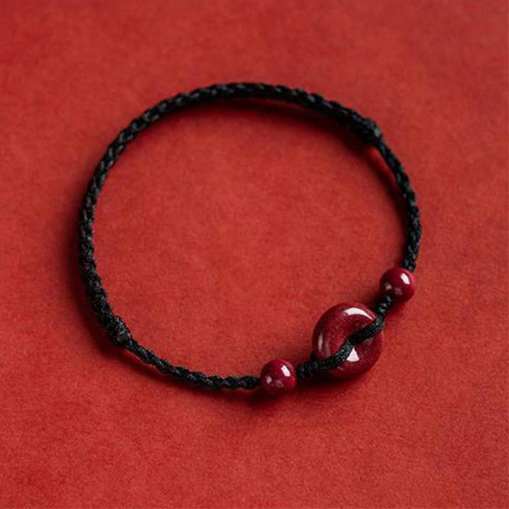 Buddha Stones, handgefertigt, Zinnober-Friedensschnalle, sicheres und gesundes Charm-Segen-Armband, Fußkettchen
