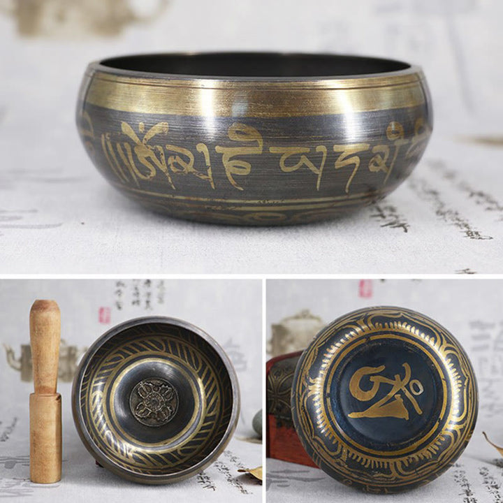 Buddha Stones Tibetische Meditationsschale für Heilung und Achtsamkeit Om Mani Padme Hum Klangschale - image 14
