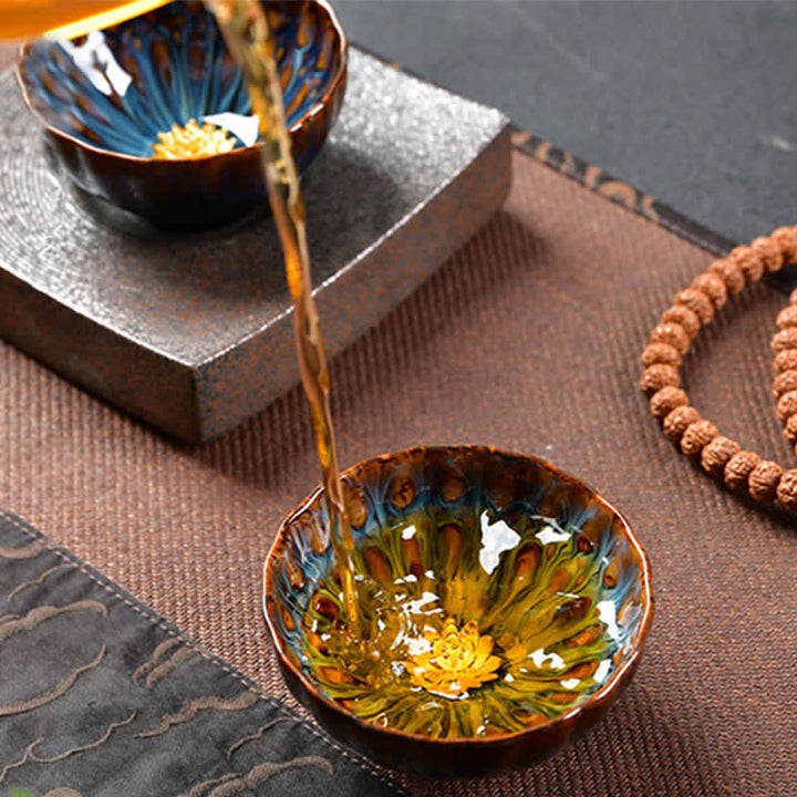 Teetasse aus Keramik mit Buddha Stones , Lotus, Pfau, Drache, Phönix, Koi-Fisch, eingelegte Teetassen, 120 ml - image 3