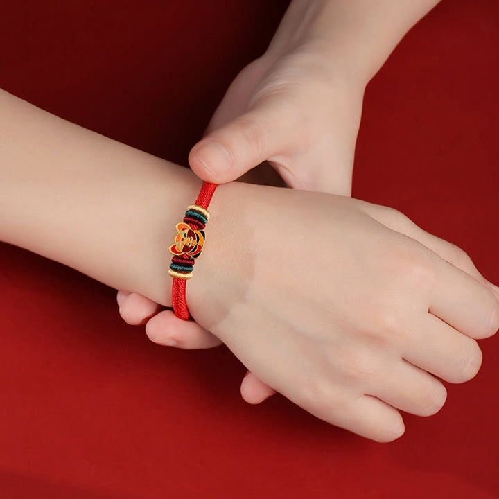 Buddha Stones Handgefertigtes geflochtenes rotes Armband aus 925er-Sterlingsilber, Jahr des Drachen, niedliches chinesisches Sternzeichen, Glück - image 10