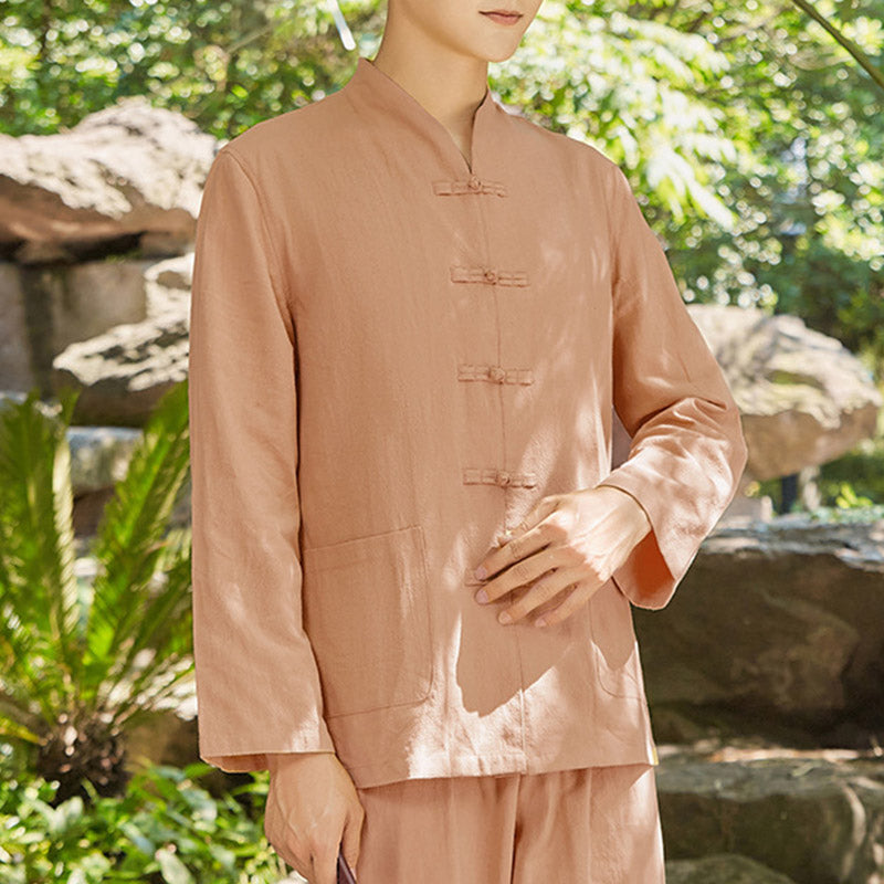 Spirituelle Zen-Praxis, Yoga, Meditation, Gebetskleidung, Baumwoll-Leinen-Herren-Set - SandyBrown - US/ UK/AU48, EU58 (6XL) - image 10