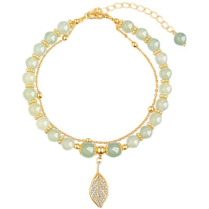 Perlenarmband mit Buddha Stonesn, Jadeblatt, Ginkgo-Tulpe, Erdnuss-Fu-Charakter, Glücksperlen - image 10