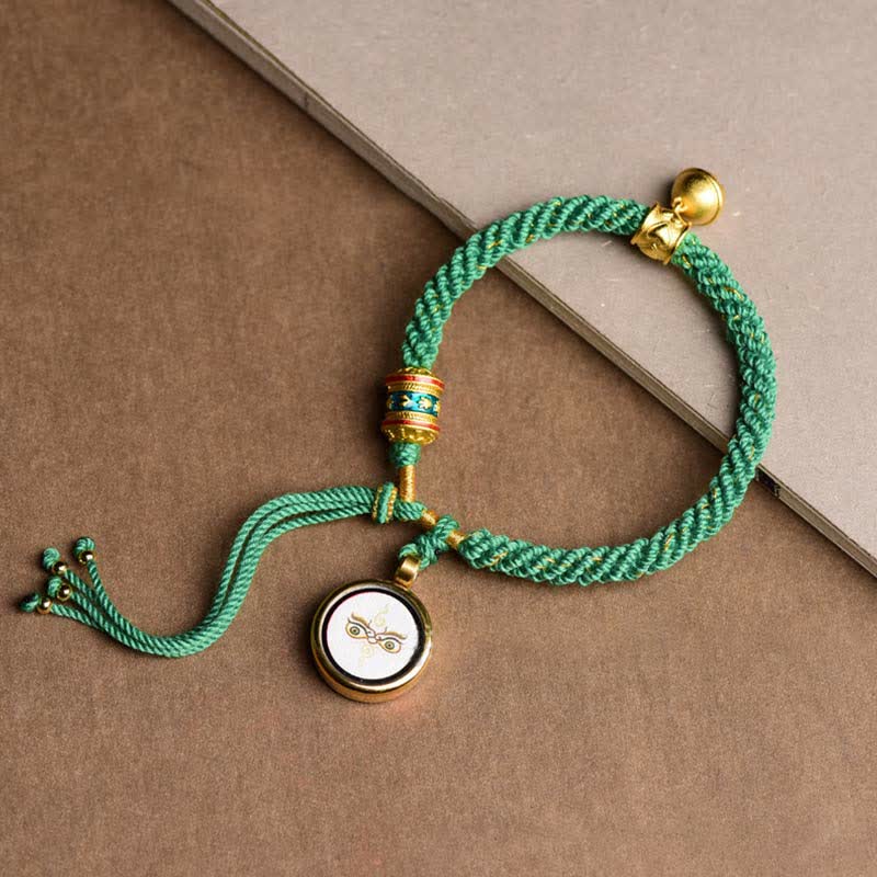 Buddha Stones tibetischen fünf Gott des Reichtums Thangka Glück Gebetsrad Glocke Zopf String Armband