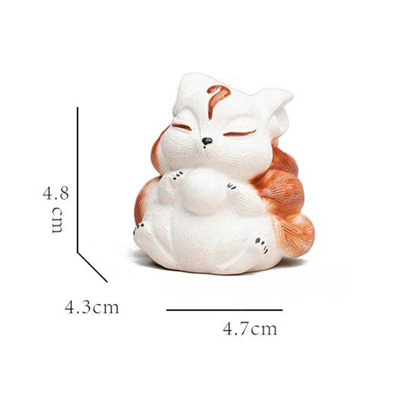 Buddha Stones, Mini-Fuchs mit neun Schwänzen, lila Ton, Glücksbringer, Schreibtisch-Dekoration