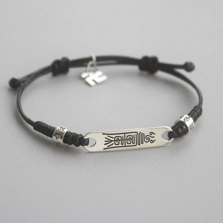 Buddha Stones 925 Sterling Silber Rote Schnur Glück Stärke Flechtarmband - Frauen - Schwarz (Handgelenkumfang 15-20 cm) - image 6