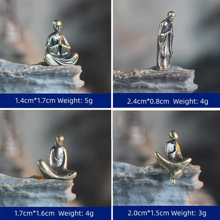 Buddha Stones, Mini-Meditation, Buddha, Metall, Mönch, Gelassenheit, Heimdekoration