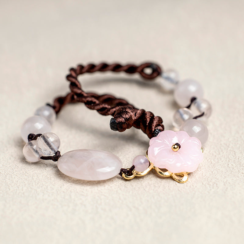 Das beruhigende Fußkettchen „Blume der Liebe“ mit rosa Kristallen - image 5