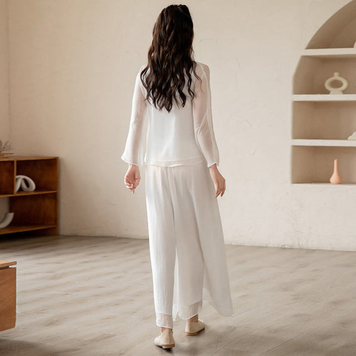 Retro-Gebet Zen spirituelle Meditation Praxis Chiffon Kleidung Damen Set - image 4