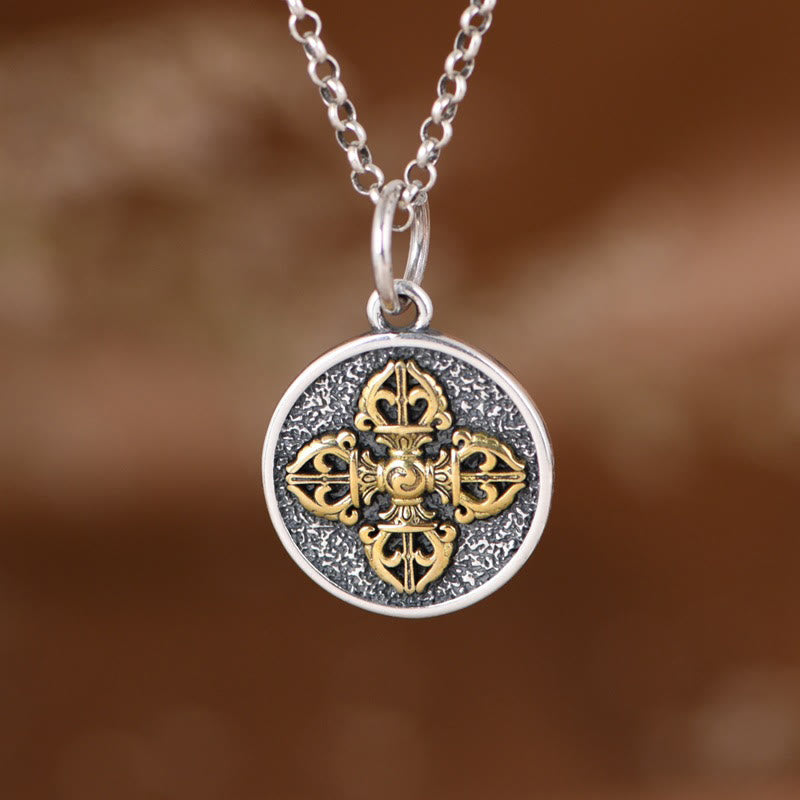 Buddha Stones 925 Sterling Silber Doppel Dorje Vajra Segen Halskette Anhänger - Dorje/Vajra (Erleuchtung ♥ Spirituelle Kraft) - image 0