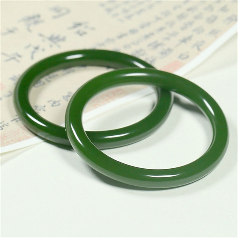 Buddha Stones Cyan Jade Longevity Blessing Armreif - image 1