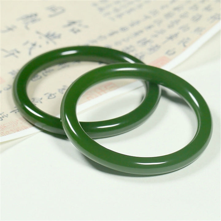 Buddha Stones Cyan Jade Longevity Blessing Armreif - image 1