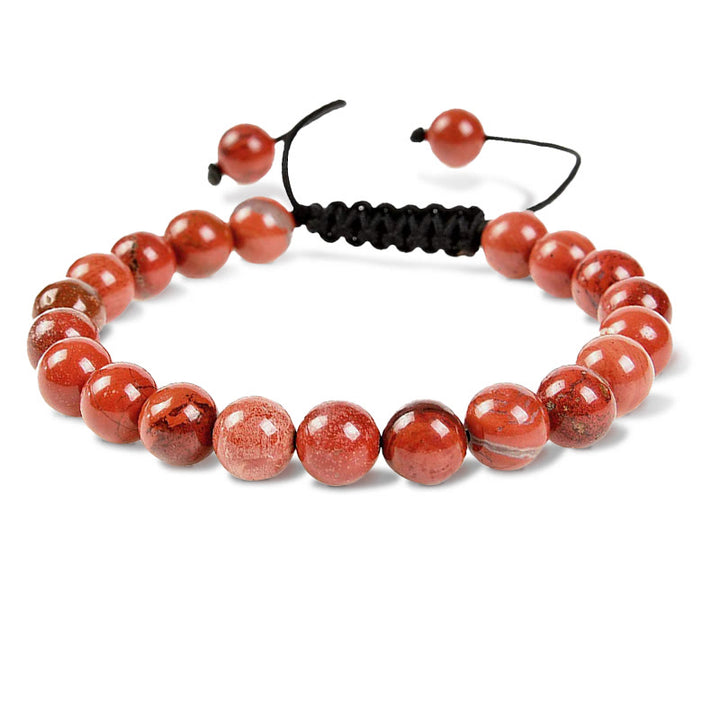 Buddha Stones, natürliche Heilkraft, Edelstein-Kristallperlen, Unisex, verstellbares Makramee-Armband - Roter Jaspis - image 15