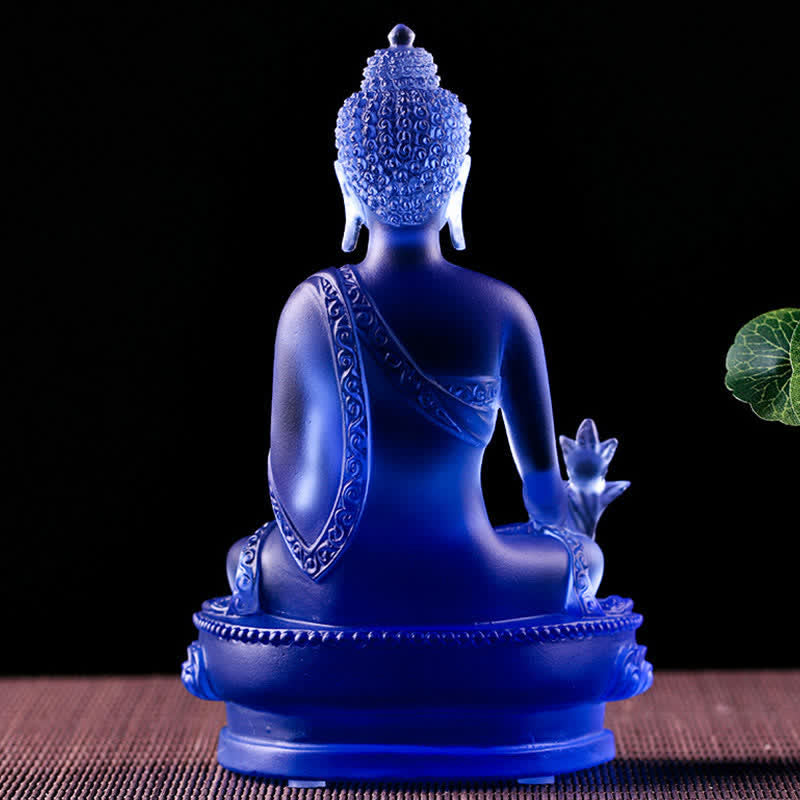 Medizin-Buddha, handgefertigt, Liuli-Kristall, Kunstwerk, Mitgefühl, Statue, Heimbüro, als Dekoration - image 4