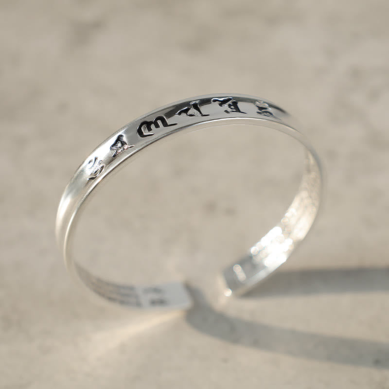 Armband aus Weiß Kupfer mit tibetischem Mantra und Buddha Stonesn - image 3