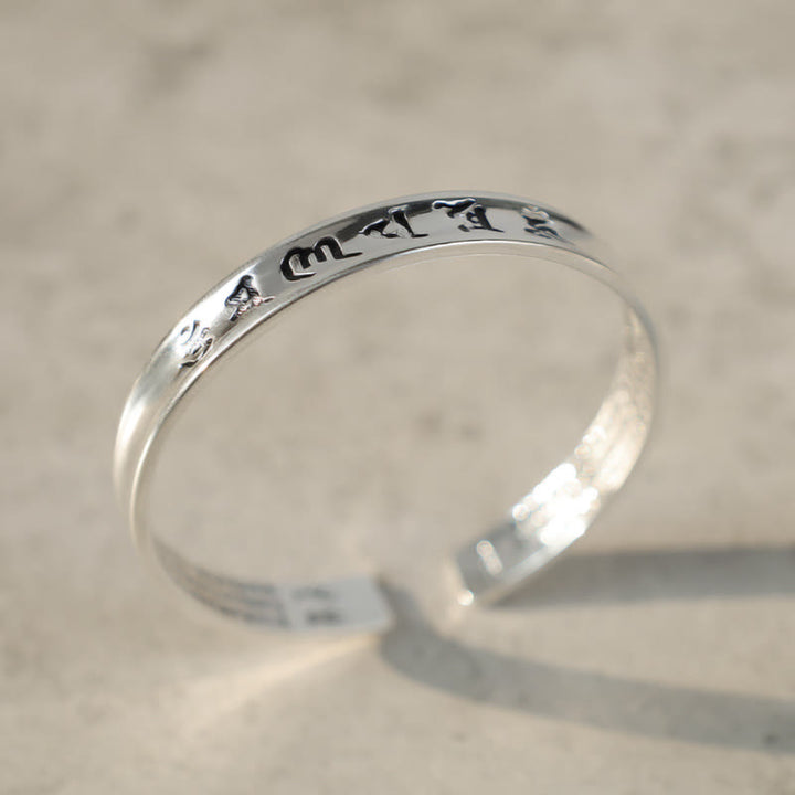 Armband aus Weiß Kupfer mit tibetischem Mantra und Buddha Stonesn - image 3