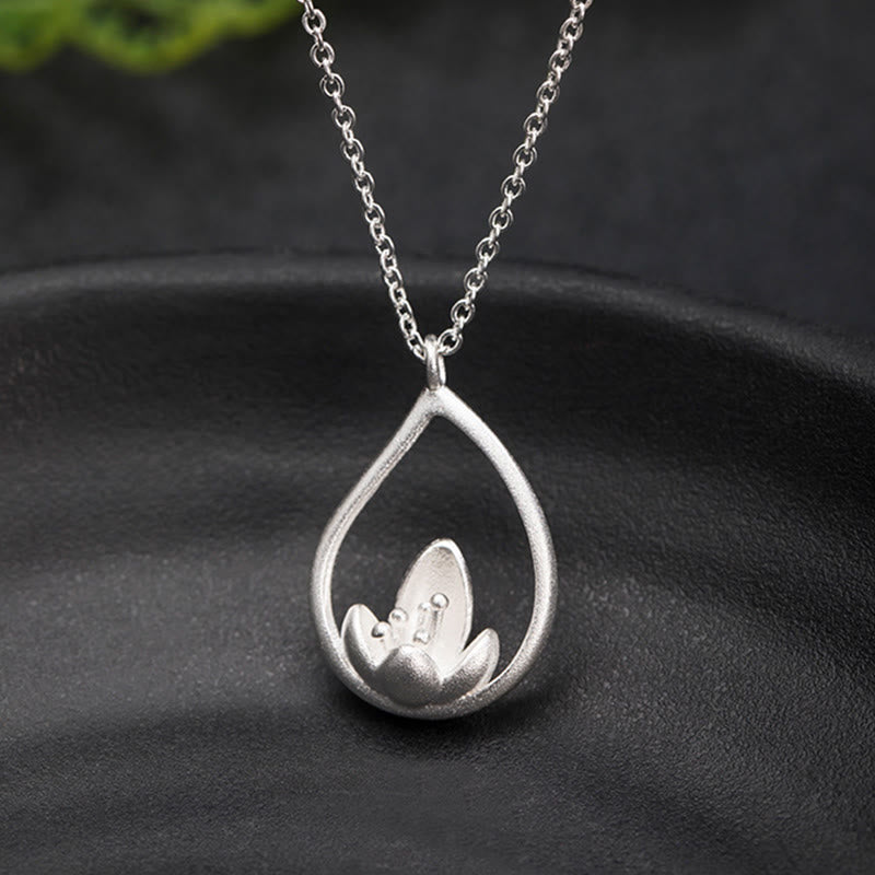 Buddha Stones 925 Sterling Silber Lotusblume Floral Erleuchtung Halskette Anhänger - image 6