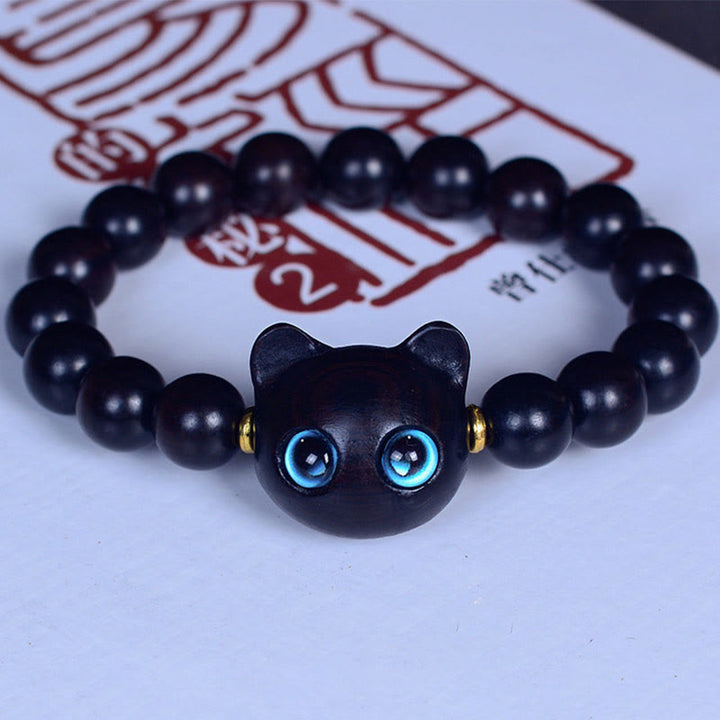 Buddha Stones, Ebenholz, Liuli-Glas, hübsches Katzen-Peace-Balance-Armband - Ebenholz 10 mm * 15 Perlen (Handgelenkumfang 14–16 cm) - image 10