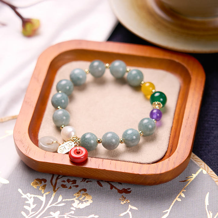 Buddha-Steine Jade Rot Achat Peace Schnalle Charm Vertrauen Armband