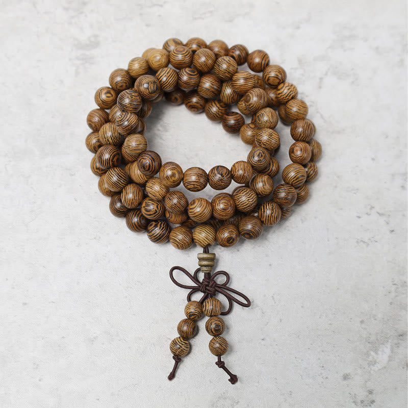 Buddha Stones 108 Mala Perlen Armband Gebet Meditation Sandelholz Elastisch - Wengeholz - image 13