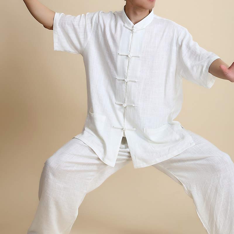 Buddha Stones, Meditation, Zen-Gebet, spirituelle Tai-Chi-Qigong-Praxis, Unisex-Stickerei-Kleidungsset - Kurzarm, Weiß - US14, UK/AU18, EU46 (3XL) - image 17