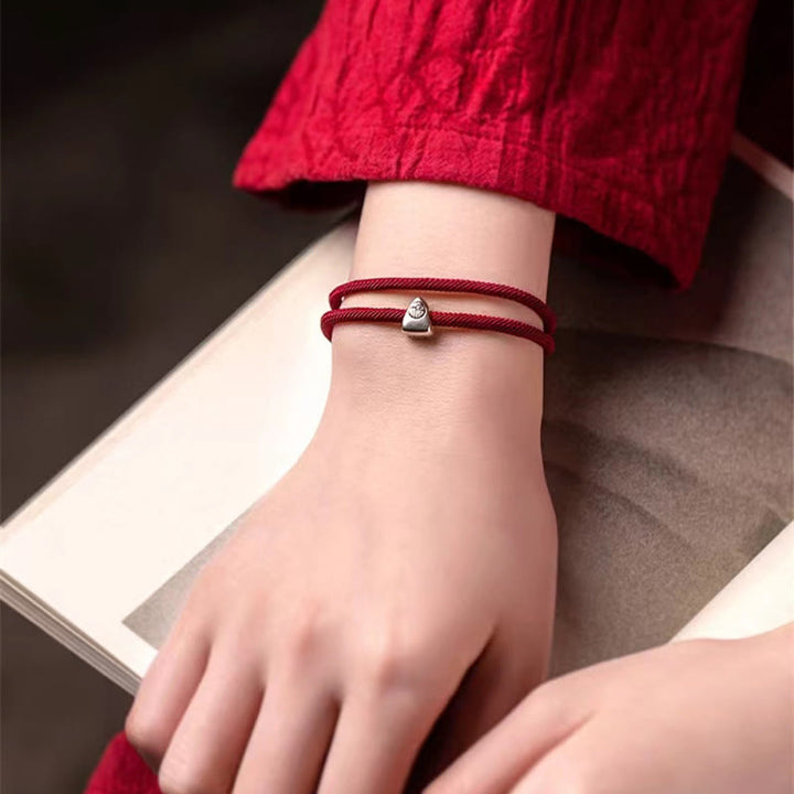 Buddha Stones 925 Sterling Silber Fu Charakter Segen handgefertigtes geflochtenes Armband - image 9