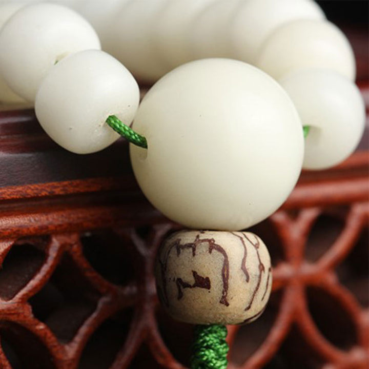 Buddha Stones Weiß Jade Bodhi Lotus Mala Harmonie Halskette Armband - image 11
